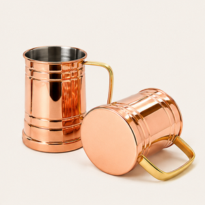 High Quality Pure Solid Copper Moscow Mule Mug Handcrafted Beer Tankard with Brass Handle Food Grade Eco-friendly Drinkware - Product Image 1