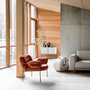 Fauteuil rembourré moderne nordique avec coussin moelleux et structure métallique pour salon, chambre à coucher, hall d'hôtel - Product Image 5