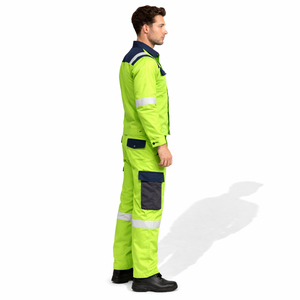 Combinaison de travail de sécurité en coton haute visibilité réfléchissante pour la construction, vêtements de protection durables - Product Image 6