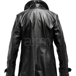 New Design Long Plain Leather Fashion Men Slim Windproof Long Coat Genuine Leather Men Leather Long Coat - Product Image 6