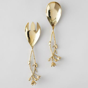 Customized Metal Salad Server New Arrival Metal Cutlery Set Trending Salad Server Gold Glossy Metal <b>Flatware</b> - Product Image 1