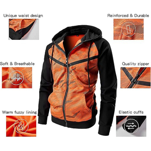 เสื้อฮู้ดลายพรางสโตนวอชสำหรับผู้ชาย ผ้าฝ้ายผสมโพลีเอสเตอร์ เสื้อฮู้ดมีเชือกผูก ทรงวินเทจซีดจาง มีกระเป๋าจิงโจ้ - Product Image 5