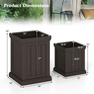Ensemble de 2 jardinières empilables en PP avec trous de drainage efficaces, résistantes aux intempéries, pour une utilisation en intérieur et en extérieur, fabriquées en fibres végétales - Product Image 3