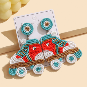 Pendientes creativos de patines con cuentas, estilo bohemio, hechos a mano, retro, de moda, con cuentas de arroz - Product Image 2