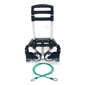 Carrello Portatile Pieghevole in Alluminio Nero con 4 Ruote per Bagagli - Product Image 1