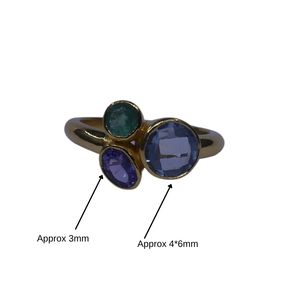 Wedding Wear 925 Sterling <b>Silver</b> Gold Plated Jewelry Blue Topaz <b>Emerald</b> Tanzanite Gemstone Women Wear <b>Ring</b> - Product Image 4