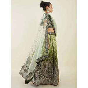 Fascinating Green <b>Sequins</b> Art Silk Mehendi Wear Lehenga Choli for Evening Dresses - Product Image 5