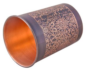 Vaso de Cobre Puro con Acabado Antiguo, Hecho a Mano, Grabado, para Agua, Jugo, Uso Ayurvédico - Product Image 6