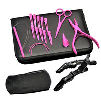Kit d'outils professionnels en acier inoxydable pour extensions capillaires, outil de pressage de cheveux, pince à fermeture de perles à pointe plate, pince crocodile pour cheveux