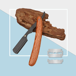 Rasoir droit à manche en bois, lame en acier inoxydable, lame unique, pour usage en salon de coiffure, rasage du visage et du corps, lisse et confortable pour homme - Product Image 6