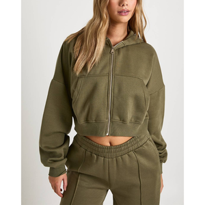 Ensemble de sweats à capuche zippés coupe ample pour femme avec impression 3D en relief, en molleton bouclette, style streetwear, veste à manches longues, OEM/ODM, vente en gros - Product Image 4