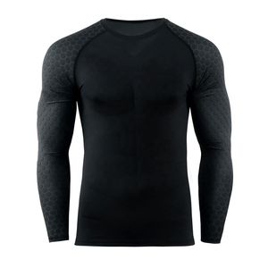 <b>Men</b> Long Sleeve <b>Compression</b> Rash Guard Full Sleeve Sublimation Print Quick Dry Polyester Fitness Top - Product Image 3