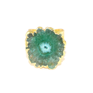 Royal Fashion Natural Green Solar Quartz Stone 22k Gold Plated Crocodile Texture Big Band <b>Adjustable</b> <b>Ring</b> In Brass Metal Jewelry - Product Image 2