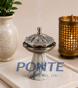 Luxury Hand-Carved Marble Incense Burner With Antique Metal Lid <b>Decorative</b> Bakhoor Holder For Home Fragrance & Spiritual - Product Image 2