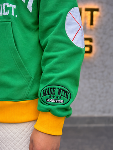 Men's Color Blocking <b>Zip</b>-Up <b>Hoodie</b> Oversized Fit Embroidery Sleeves French Terry Cotton Breathable <b>Pocket</b> Printed Front <b>Hoodie</b> - Product Image 4