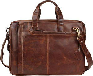Sac à main pour ordinateur portable en cuir véritable pour hommes et femmes, sac de voyage élégant en cuir véritable, sac messager pour ordinateur - Product Image 1