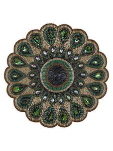 Set de table rond artisanal en perles blanches, motif fleur de marguerite multicolore, perles de verre, pour salle à manger, luxe - Product Image 5