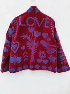 Veste bomber réversible en velours de qualité supérieure avec broderie florale vintage pour femmes, hiver, été, printemps, automne, rembourrage en coton, intérieur en lin - Product Image 4