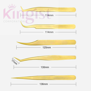 Custom Logo Plasma Gold Rainbow Color Pointed Stainless Steel Anti-Static Professional Beauty <b>Tools</b> Eyelash Tweezers Set - Product Image 5