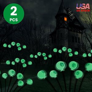 4 pacchetti di luci solari per occhi ondeggianti di Halloween IP65 impermeabili 24LED giardino esterno Patio decorazioni per feste in verde e viola - Product Image 3