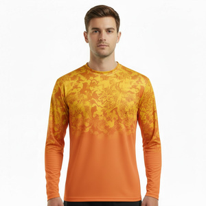 Men's Long Sleeve Fishing Shirt Sublimation Print Orange Yellow Gradient UPF 50 Quick Dry Outdoor Wear - Product Image 1