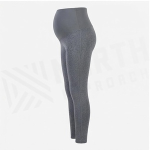 Leggings de maternité gris sans couture taille haute longueur intégrale, couleur unie, en coton élasthanne, pour le yoga et le sport féminin - Product Image 3