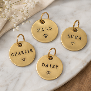 <b>Custom</b> Engraved Eco-Friendly Modern Brass Pet ID <b>Tags</b> Personalized <b>Dog</b> Cat Name <b>Tags</b> Premium Round Metal Collar Accessories - Product Image 3