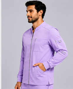 Blouson de travail unisexe haut de gamme en tissu tissé, style bomber, coupe athlétique, fermeture éclair intégrale, uniforme médical, tenue d'hôpital pour médecins et infirmières, vente en gros - Product Image 6
