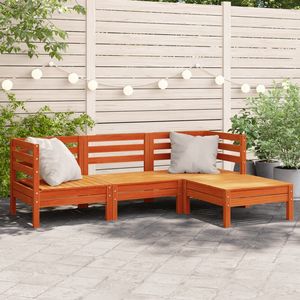Sofá Modular Grande de Madera de Pino Sólido Color Cera Marrón, Muebles de Jardín Cómodos y Elegantes para Exteriores - Product Image 1