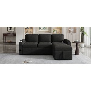 Divano letto a L convertibile da 212 cm con ampio spazio contenitivo, divano componibile con due portabicchieri e due porte USB - Product Image 3