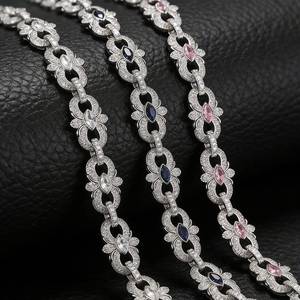 Men's 925 Silver Moissanite Flower Link Chain <b>Statement</b> <b>Necklace</b> Luxury Everyday Wear Prong Setting Marquise Cut Chain - Product Image 3
