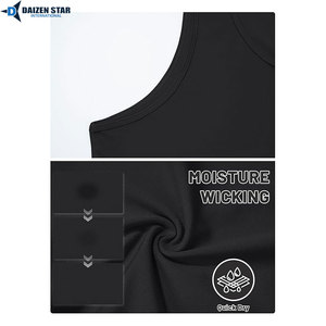 Men's Black Sleeveless Tank Top O-Neck Solid Color Knitted Quick Dry Sporty Style - Product Image 6