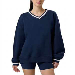 <b>Women</b> <b>V</b> <b>Neck</b> <b>Sweatshirt</b> Classic Fit Pullover Comfortable Cotton Fabric Casual Wear Long Sleeve Lightweight Stylish Top - Product Image 3