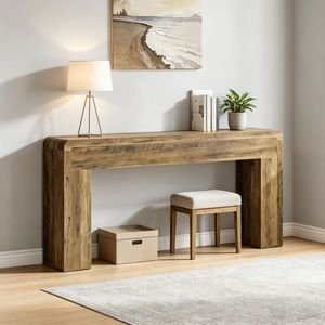 Consolle Lunga Stile Rustico 180 cm x 30 cm x 85 cm con Superficie Impermeabile per Ingresso Casa o Hotel - Product Image 4