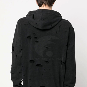 Sudadera con Capucha para Hombre, Estilo Urbano, Corte Regular, 100% Algodón, Felpa Gruesa, Hombros Caídos, Bordado, Lavado Ácido, Color Sólido, Invierno - Product Image 4