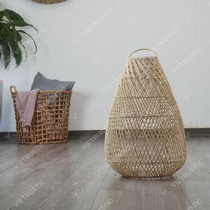 Vietrustic <b>Top</b> Sale Garden Lantern Glass Candle Holder Bamboo Rattan Lantern Wicker Holder Candle - Product Image 6