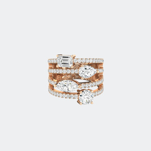Anillo llamativo de varias filas con engaste de pavé de formas mixtas y 2.75 quilates de peso total - Product Image 3