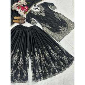 Conjunto de ropa de fiesta de diseñador para mujer, Top Sharara Plazzo Dupatta - Product Image 6