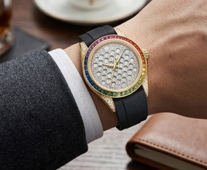 Reloj Mecánico Automático de Lujo con Pavé de Diamantes Arcoíris, Esqueleto para Hombre, Cronógrafo, Cristal de Zafiro, Caja de Oro Rosa - Product Image 4