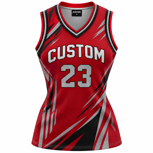 Camiseta de Baloncesto Personalizada con Cuello en V, Sin Mangas, 100% Poliéster, Antibacteriana, Transpirable, con Nombre y Número del Equipo, Impresión Sublimada, para Adultos - Product Image 3