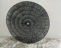 Grande assiette murale décorative en jonc de mer noir traditionnel tissé à la main, motif soleil éclatant, édition anniversaire pour salon, noir mystique