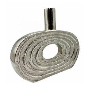 Florero de Base plateada redonda con estilo moderno de Metal de aluminio, florero de mesa, escaparate de exhibición de espacio vital, florero central - Product Image 2