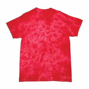 Camiseta Casual de Manga Corta con Cuello Redondo y Estampado Tie-Dye Rojo para Hombre, Corte Regular, Tejido de Punto - Product Image 1