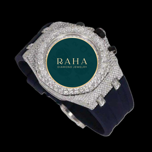 RAHA Diamond Jewelry <b>Watch</b> <b>Men's</b> 42mm Case Analog Quartz Movement Sapphire Crystal Dial Stainless Steel Band Luxury Style - Product Image 5