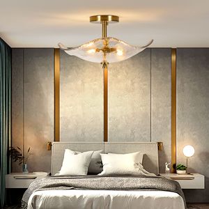 Plafoniera Moderna Dorata da 16,5 Pollici con Vetro e 2 Luci, Lampada da Soffitto Semi-Incasso per Camera da Letto - Product Image 3