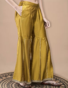 KV Women's Poly <b>Silk</b> Jacquard Mustard <b>Kurta</b> Sharara Dupatta - Product Image 2