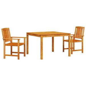 Juego de comedor de jardín de madera maciza de acacia marrón de 3 piezas - Product Image 2
