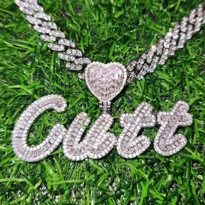 Pendentif avec nom Krystal, strass en cristal, style Hip Hop, alliage plaqué argent, bijoux unisexes, cadeau - Product Image 2