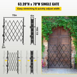 Cancello di Sicurezza in Acciaio a Fisarmonica 5' X 5 1/2' Flessibile Espandibile Pieghevole a Pannello Singolo - Product Image 3