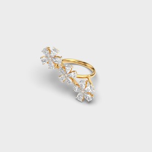 Flower Diamond <b>Cocktail</b> <b>Ring</b> In Yellow <b>Gold</b> Marquise Cut Romantic Women's Engagement <b>Ring</b> - Product Image 2